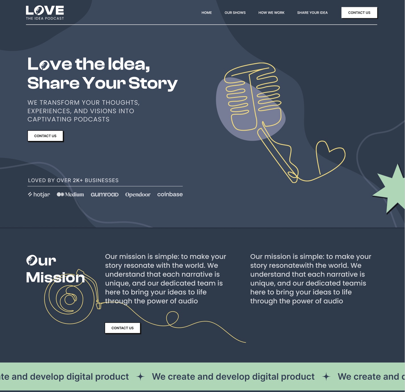Love The Idea podcast brand — 'Share Your Story', loved by over 2,000 businesses